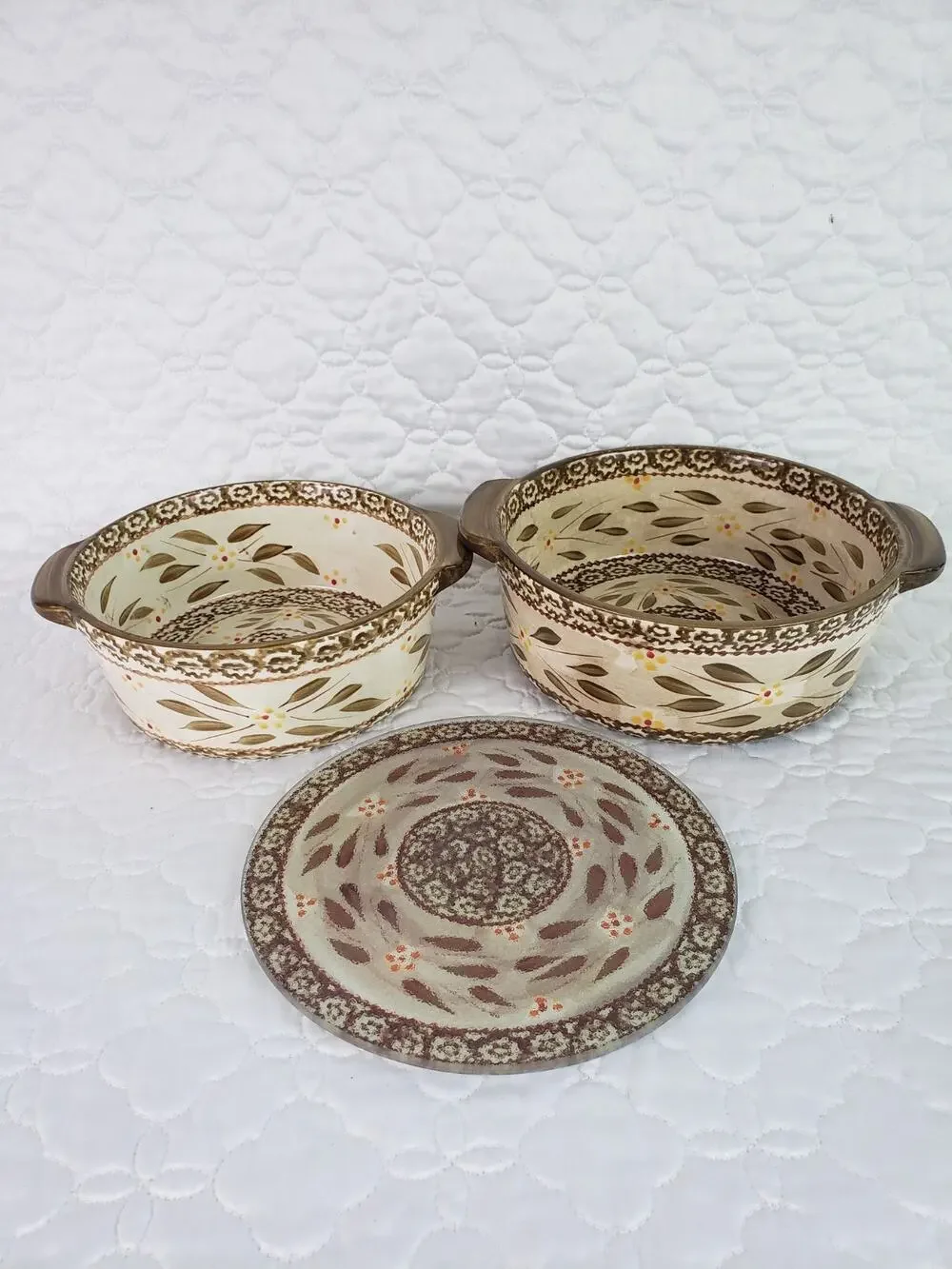 Temptations By Tara Old World Ovenware Baking Casserole Dishes Trivet 3 Pcs